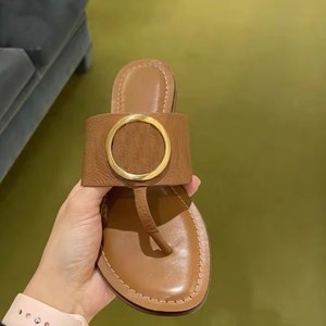 Mules et sandales d'été décontractées pour <span class=keywords><strong>femme</strong></span> en cuir PU, style paresseux, confortables et plates - Product Image 4