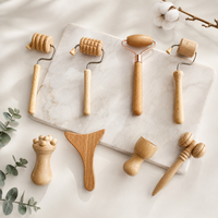 Ensemble de 8 outils de massage facial en bois, rouleau en bois naturel, masseur Gua Sha, relaxation, soin du corps, ensemble cadeau