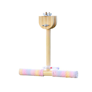 तोते पर्यावरण के अनुकूल लकड़ी स्विंग स्टेशन रॉड पक्षी खिलौना आउटडोर बर्डकेज सजावट - Product Image 5