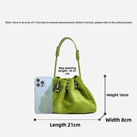 2026 High-End Suède Echt Leder Waterdichte Urban Simplicity Emmertjestas Trekkoord Geluksmini-tas Katoenen Voering Handtas