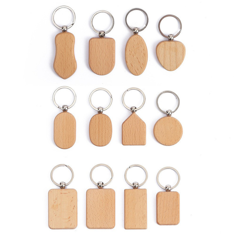 Customized Beech Wooden Key Chain with