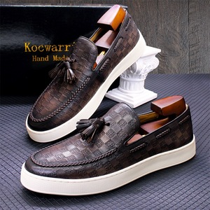 Chaussures décontractées en cuir véritable pour hommes, best-sellers du printemps, fabriquées à la main, colorées, pour l'extérieur, grandes tailles 40-47 - Product Image 1