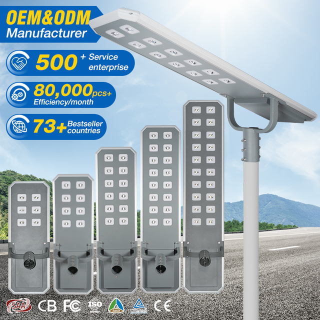 Professional SMD3030 Road Lighting Die-cast Aluminum 40W 60W 80W 100W 120W Integrated All in One Led Solar Street Lamp