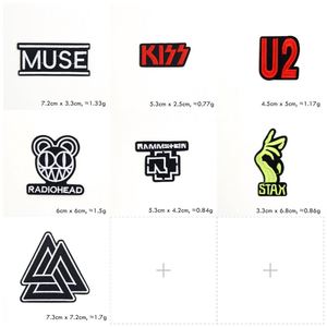 Hot Sale Computer Embroidered Iron on White Black Rock <b>Band</b> Letter Patches - Product Image 3