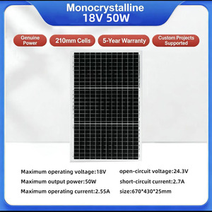 เครื่องกำเนิดไฟฟ้าพลังงานแสงอาทิตย์แบบพกพา OEM/ODM 18V 50W โมโนคริสตัลไลน์ซิลิคอน แหล่งพลังงานทดแทน - Product Image 1