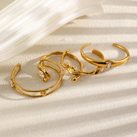 Brazalete Abierto de Oro 18K Irregular con Zirconia, Textura de Rama, Doble Capa, Acero Chapado al Vacío 18K, Regalo Unisex