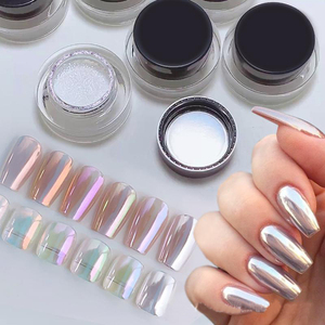 Internet Celebre Super Flash Miroir Magique Poudre Nail Art Aurora Effet Fée Bouteille En Plastique Polarisée Bouchon Noir Clair De Lune Blanc - Product Image 3