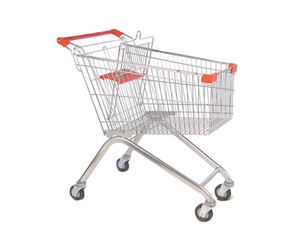Chariot de courses de supermarché de style européen, chromé, 85L - Product Image 2