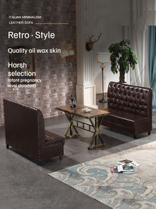 Banquette de restaurant personnalisée en cuir noir de style rétro, banquette haut de gamme pour café, club, restaurant, canapé - Product Image 4