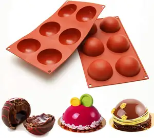 Moule à chocolat antiadhésif 3D, demi-sphère, 6 trous, en Silicone, pour gâteau moussant