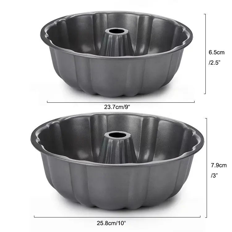 Gloway Bakeware Standard 9 "10" ノンスティックコーティングパンフルートチューブパン炭素鋼パンプキンベーキングケーキパンモールドバンドケーキ用