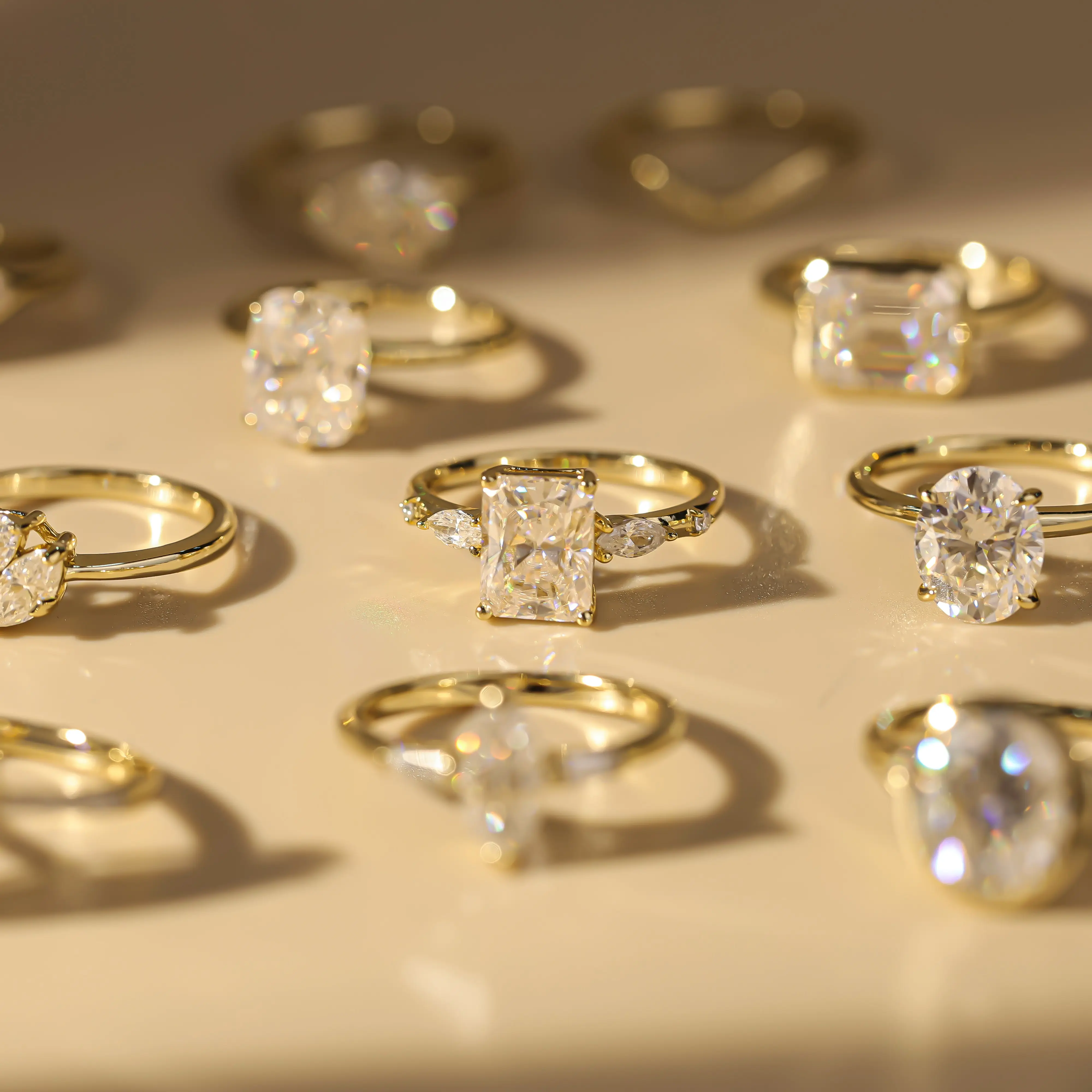 مخصص عالية الجودة 10k 14k 18k الذهب الحقيقي الصلب Vvs المويسانيتي خاتم الماس خواتم الزفاف الخطبة للنساء الرجال المجوهرات