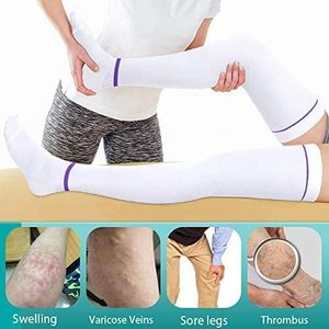 TED Medias beyaz sıkıştırma örme çorap nefes aşırı diz 15-21mmhg anti-emblism çorap DVT şişme kurtarma için - Product Image 4