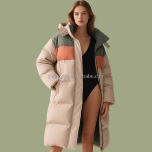 Manteau d'hiver pour femme, coupe-vent, à fermeture éclair, long, matelassé, grande taille, en duvet de canard blanc, luxe, sur mesure - Product Image 5