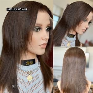 Parte libre en cualquier lugar SHY Luxury Desgin Hd 13*5 Peluca con malla frontal 100% Peluca sin pegamento de pelo eslavo con un solo nudo - Product Image 1