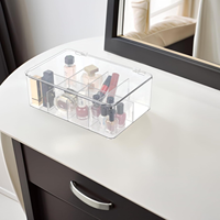 Organisateur de sachets de thé transparent pour commodes et tiroirs, conteneur de rangement avec séparateurs amovibles, bac de rangement en plastique avec couvercle