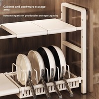 Étagère de rangement sous évier extensible en acier inoxydable à double niveau pour la cuisine, support multifonctionnel pour casseroles, résistant à la rouille