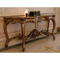 Ensemble de meubles de salon classique en feuille d'or, style vieilli, avec miroir, en bois massif