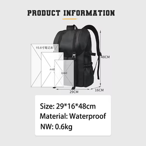 <b>Waterproof</b> Portable Unisex Business Travel <b>Backpack</b> Soft Handle Zipper Closure Big Capacity Polyester Lining Solid School Laptop - Product Image 2