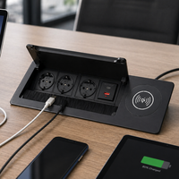 Enchufe de Mesa Abatible, Caja de Alimentación y Datos Empotrada para Escritorio de Oficina, Mesa de Sala de Conferencias