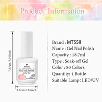 MTSSII 18,7 ml – Fournitures pour ongles – Vernis semi-permanent pour nail art – Manucure – Gel UV/LED à retirer par trempage – 80 couleurs – Vernis à ongles en gel