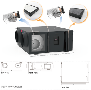 Double-Flux VMC cho khách sạn sử dụng Mia thương hiệu mô hình MIA-35SXL 350m3/h luồng không khí 29db hoạt động yên tĩnh midcentury thiết kế - Product Image 3
