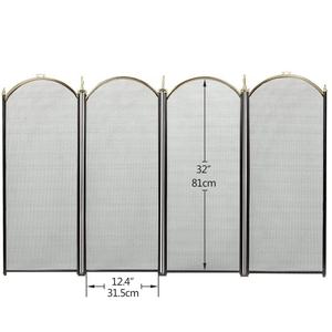 גדול זהב אח מסך 4 פנל מצועצע יצוק ברזל שחור מתכת אש מקום עומד שער דקורטיבי רשת מוצק תינוק בטוח - Product Image 2
