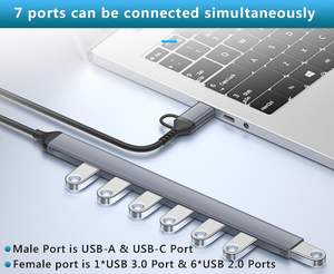 Hub USB et USB-C 7 en 1 en aluminium avec <span class=keywords><strong>station</strong></span> d'accueil USB 3.0, adapté aux ordinateurs portables <span class=keywords><strong>MacBook</strong></span> <span class=keywords><strong>Pro</strong></span>, PS5 - Product Image 5