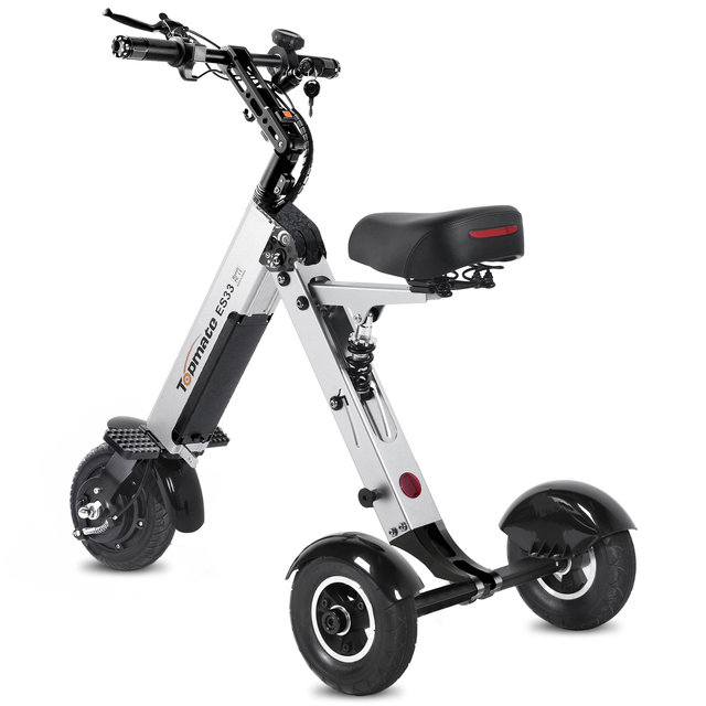 Tricycle Electric TopMate ES33 Lightweight Foldable 3 Wheel Mobility Scooter Removable Battery 8 Inch Tires Reverse Function