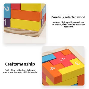 EDULAND Luban Lock pour <span class=keywords><strong>Tetris</strong></span> Magic <span class=keywords><strong>Cube</strong></span>, blocs de construction en bois éducatifs DIY pour les élèves du primaire, jouet mathématique amusant - Product Image 3