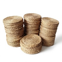 Set de table rond en jonc de mer tressé, écologique et bohème, accessoires de décoration de table à manger