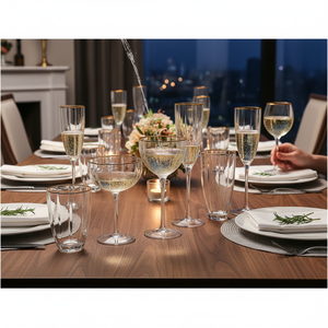 Juego de Copas de Vino Doradas de Lujo Ligero, Transparentes, con Patrón Vertical en Relieve, Texturizadas, para <span class=keywords><strong>Banquetes</strong></span> Matutinos - Product Image 5