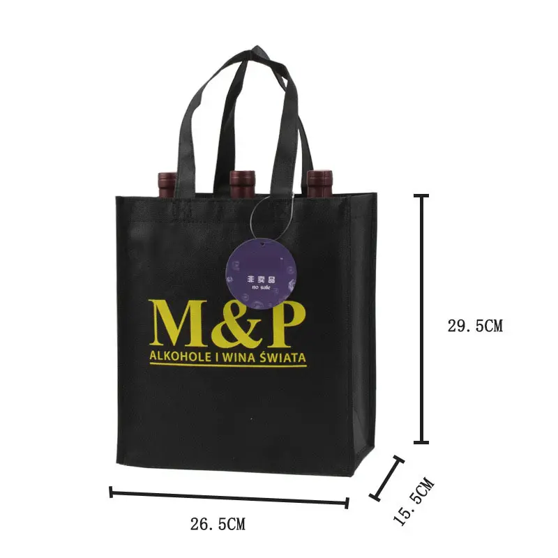 Goedkope Eco Vriendelijke 4 Fles Custom Gedrukt Niet Geweven Wijn Boodschappentas Promotionele Tote Bag Gift Bags