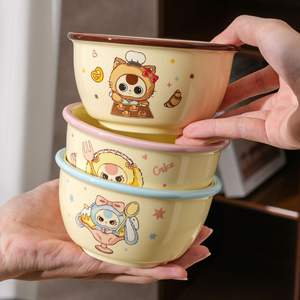 Bol à riz en céramique pour bébé, design dessin animé, corps droit, pour enfants de 2 à 4 ans, usage domestique, vaisselle personnelle, cadeau - Product Image 5