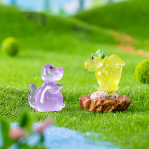 Figurines de dinosaures miniatures qui brillent dans le noir, mini-animaux en résine à dissimuler pour garnir les vases, décorations pour micro-maisons de poupées et aquariums - Product Image 4