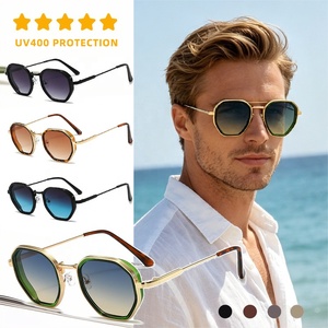 Nouvelles Tendances Mode Été 2026 – Lunettes de Soleil Vintage à Monture Métallique Polygone, Protection <span class=keywords><strong>UV</strong></span> 400, Marque Privée OEM pour Hommes et Femmes - Product Image 1