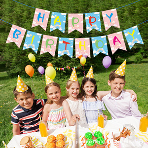Happy Birthday Letter <b>Banner</b> Paper Outdoor Party Decoration Children's Day Cartoon Flags Disposable Rectangle <b>Banners</b> - Product Image 1
