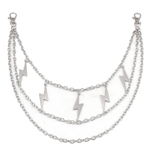 Multi Layered Metal Lightning Bolt Waist <b>Chain</b> Punk Style Zinc Alloy Body <b>Chain</b> For Men And Women Daily Wear Hip Hop Trendy - Product Image 4