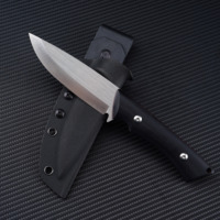 Couteau de survie GT-F0100 à lame fixe, manche G10 noir, pointe tombante, pour la chasse et la randonnée, lame tranchante, logo personnalisable