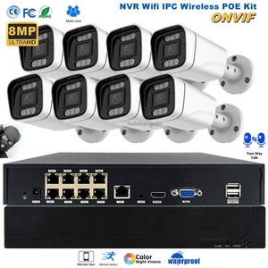 Système de surveillance CCTV extérieur NVR POE MIC 8CH, caméra de sécurité extérieure, vision nocturne IP, vidéo, surveillance domestique - Product Image 1