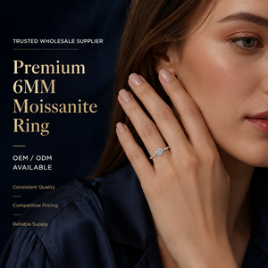 Anello da <span class=keywords><strong>Donna</strong></span> Classico in <span class=keywords><strong>Argento</strong></span> Sterling 925 con Moissanite Solitario VVS da 6mm, Regolabile, Gioielli all'Ingrosso - Product Image 6