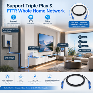 สายเคเบิลใยแก้วนำแสงแบบ Single Mode Simplex รุ่น G652D สำหรับ FTTH ชนิด SC UPC ต่อ SC UPC ความยาว OEM สำหรับเครือข่ายใยแก้วนำแสงภายในบ้าน - Product Image 5