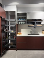 Armoire de cuisine sur mesure en acier inoxydable 304 et bois pour la cuisine à domicile, armoire de cuisine modulaire avec évier
