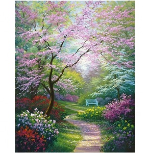 Peinture Diamant Série Florale Botanique Arbre de Cerisier Romantique Peint à la Main Acrylique DIY Art Mural Ambiance Premium - Product Image 1