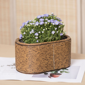 Rattan Woven <b>Flower</b> Pots Handmade Indoor Desktop Planters <b>For</b> <b>Flower</b> Green Plant Storage <b>Baskets</b> - Product Image 2