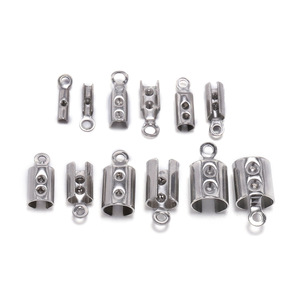 Clips de cordon en acier inoxydable ronds avec points, accessoires de bijoux DIY, boucle de corde pour collier et bracelet, 50 paquets - Product Image 5