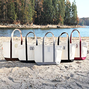 White Beach Shopping Einkaufstaschen mit individuell bedruckten Logo Pocket Zipper Cotton Canvas Tragetaschen für Frauen - Product Image 6