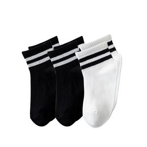 <span class=keywords><strong>Calcetines</strong></span> deportivos acanalados de punto de Color sólido para niños de fábrica, calcetín informal de bebé de malla de <span class=keywords><strong>hilo</strong></span> suave de algodón de tubo medio blanco y negro para niños - Product Image 5