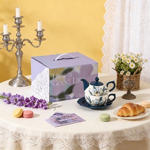 Service à thé en céramique MSH Blue Iris pour salon de thé, cadeau commercial, service à thé en céramique - Product Image 5