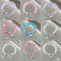 Bracelet en Verre Coloré en Gros pour Femmes, Bijoux Papillon Ajustables à Cristaux Dégradés, Cadeau de Couple, Bracelets Fille